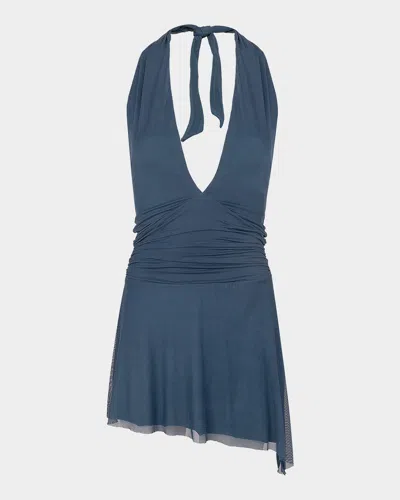 Vix Solid Nina Mini Dress In Blue