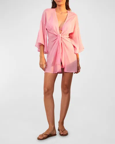 Vix Solid Perola Knot Short Coverup In Gerbera