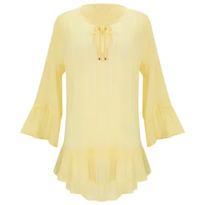 Vix Solid Ruffle Tunic Yellow