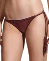 Vix Solid Side Tie Bikini Bottom In Burgundy In Red
