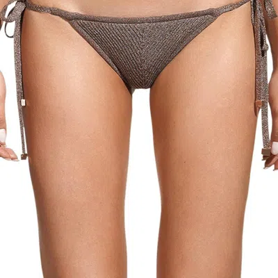 Vix Solid Side Tie Bikini Bottom In Tricot In Brown