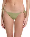 Vix Solid Tie Side Full Bikini Bottom In Green