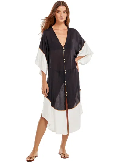 Vix Solid Venus Kaftan Black In Multi