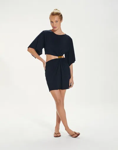 Vix Solid Zaila Detailed Short Cover Up Black