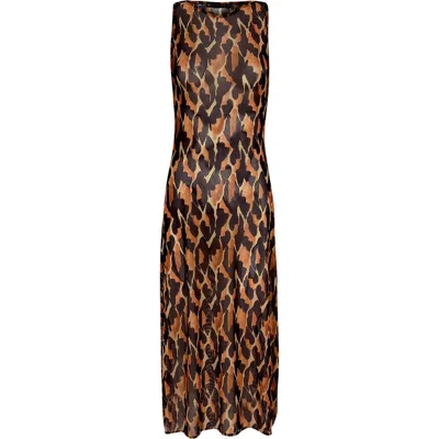 Vix Swimwear Camu Twist Mesh Cover-up Dress In Multi Brown