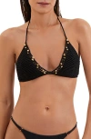 Vix Swimwear Drew Knit Triangle Bikini Top In Black