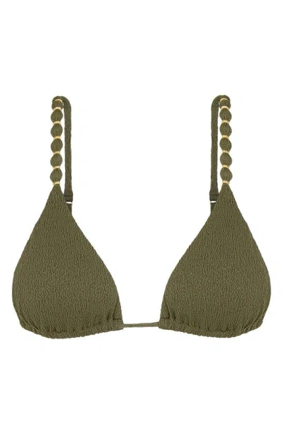 Vix Swimwear Firenze Bead Strap Triangle Bikini Top In Green