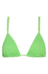 Vix Swimwear Firenze Beaded Triangle Bikini Top In Firenze Acid Green