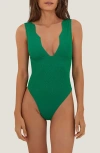 Vix Swimwear Firenze Dakota Scallop One-piece Swimsuit In Green