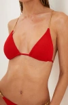 Vix Swimwear Firenze Paige T-back Beaded Triangle Bikini Top In Red