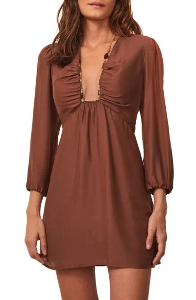 Vix Swimwear Long Sleeve Cover-up Dress In Brown