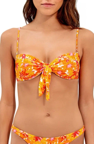 Vix Swimwear Lowana Floral Tie Front Underwire Bikini Top In Yellow