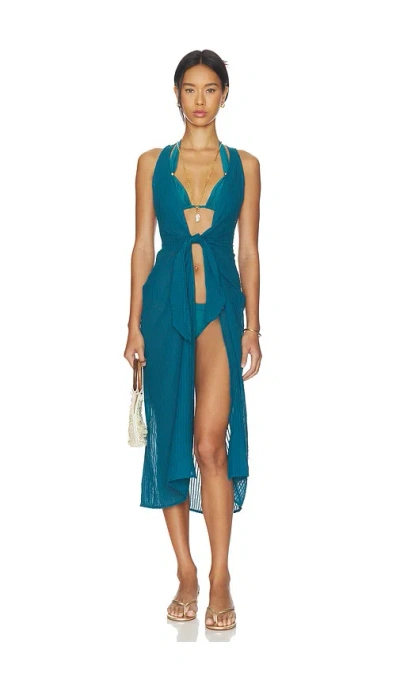 Vix Swimwear Mita Long Cover Up In Blue