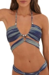 Vix Swimwear Moonlight Gi Metallic Strappy Bikini Top In Dark Blue Multi
