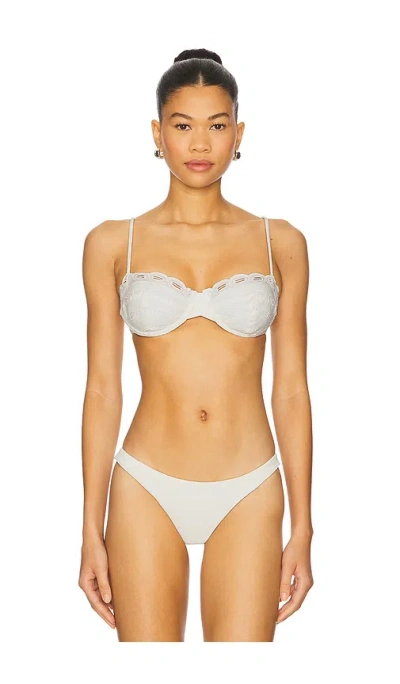 Vix Swimwear Naya Nissi Bikini Top In Firenze White & Eyelet