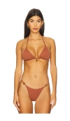 Vix Swimwear Olivia Triangle Bikini Top In Brown
