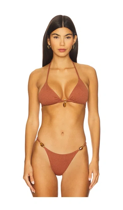 Vix Swimwear Olivia Triangle Bikini Top In Brown