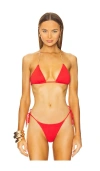 Vix Swimwear Firenze Paige T-back Beaded Triangle Bikini Top In Red