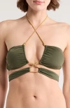 Vix Swimwear Paige Halter Bikini Top In Evergreen