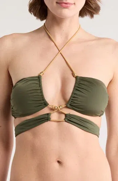 Vix Swimwear Paige Halter Bikini Top In Evergreen