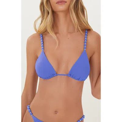 Vix Swimwear Paral Beaded Triangle Bikini Top In Blue