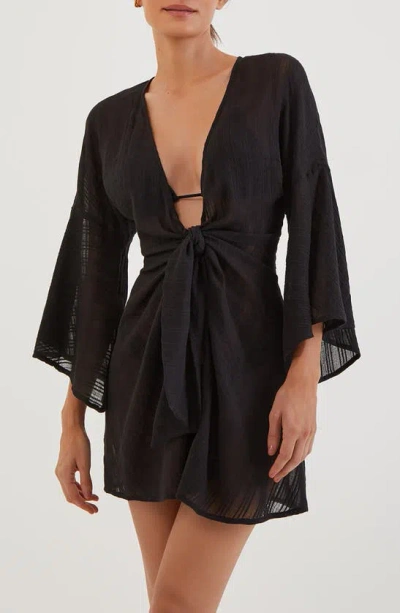 Vix Swimwear Perola Knot Cotton Cover-up Dress In Black