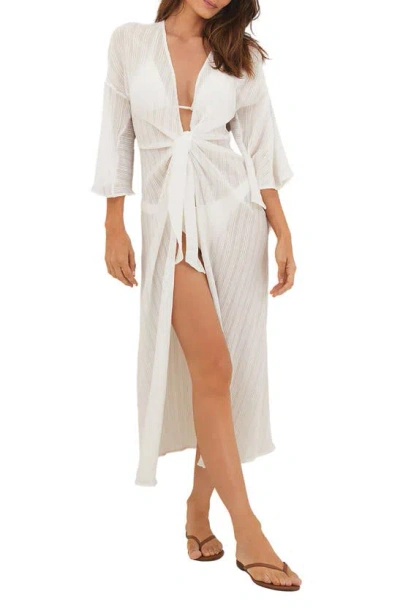Vix Swimwear Perola Knot Cotton Cover-up Dress In Off White