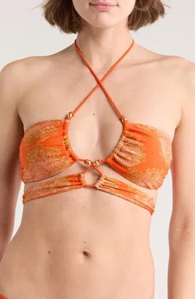 Vix Swimwear Phyto Paige Halter Bikini Top In Orange Multi