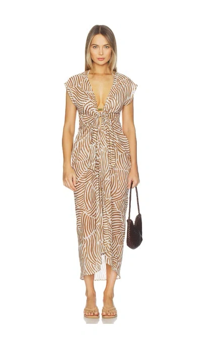 Vix Swimwear Sasha Long Cover Up Dress In Brown