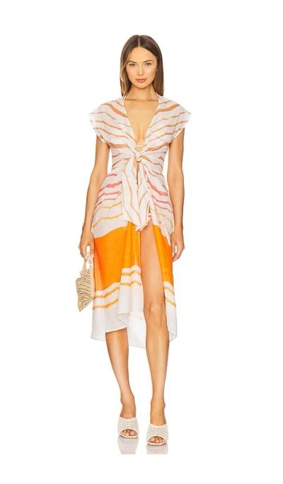 Vix Swimwear Sasha Long Cover Up In Orange,ivory
