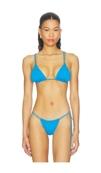 Vix Swimwear X Rosie Huntington-whiteley Swimwear Pixie Triangle Bikini Top In Blue