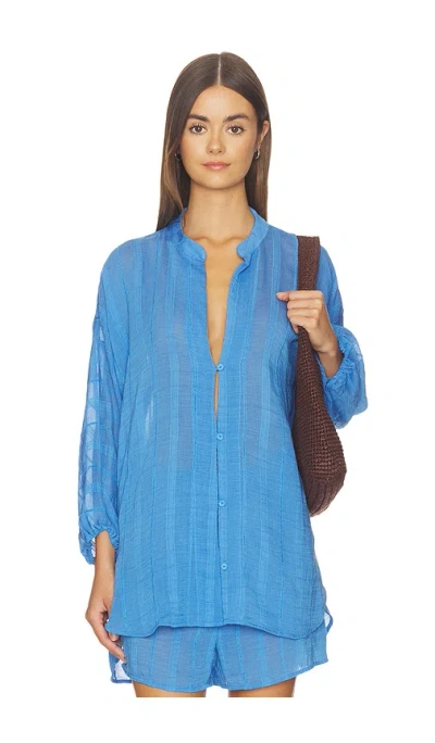 Vix Swimwear Yana Long Sleeve Blouse In Blue