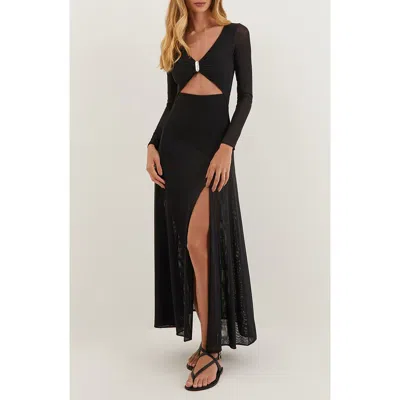 Vix Swimwear Yarin Cutout Long Sleeve Cover-up Dress In Black