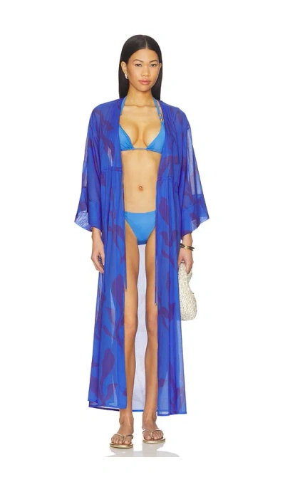 Vix Swimwear Yumi Long Cover Up Dress In Blue
