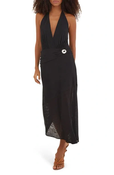 Vix Swimwear Zita Halter Mesh Cover-up Dress In Black