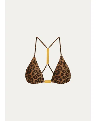 Vix Tammy Alanna Leopard Bikini Top In Brown