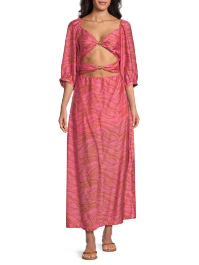 Vix Women's Diani Eleanor Print Silk Blend Maxi Dress In Neutral