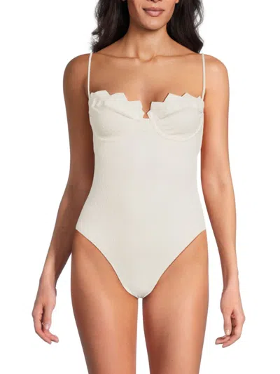 Vix Women's Firenze Demi Cup One Piece Swimsuit In White