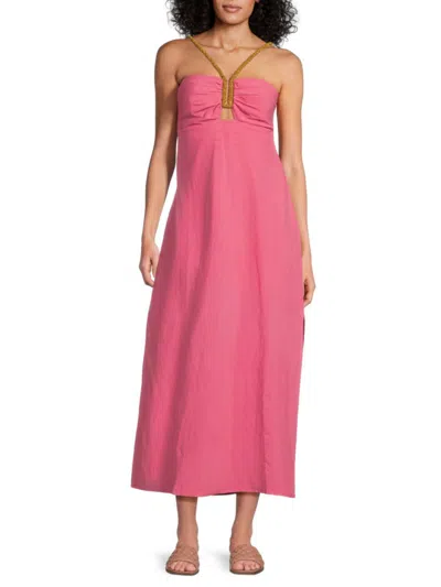 Vix Women's Linen Blend Midi Cover Up Dress In Pink