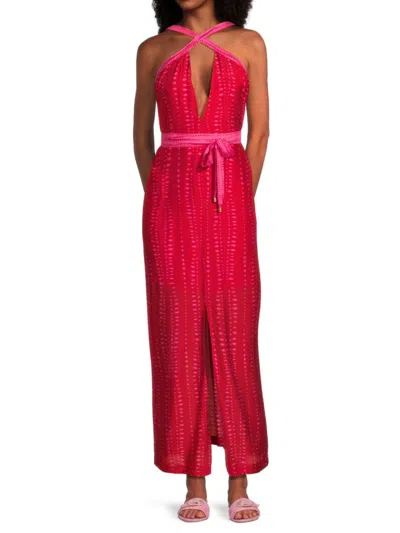 Vix Women's Malika Audrey Print Silk Blend Midi Cover Up Dress In Red