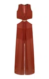 Vix X Bianca Brandolini Solid Dasha Cutout Cotton Maxi Dress In Red