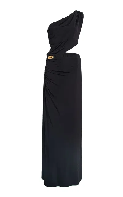 Vix X Rhw Tina One-shoulder Jersey Maxi Dress In Animal Print