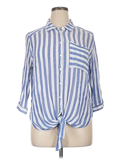 Pre-owned Vixbe 3/4 Sleeve Button Down Shirt In Blue