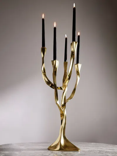Viya Under The Banyan Brass Candelabra  Abask Luxury Gift In Black