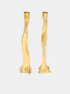 Viya Under The Banyan Brass Candlesticks (set Of 2)  Abask Gift Set In  Metallics