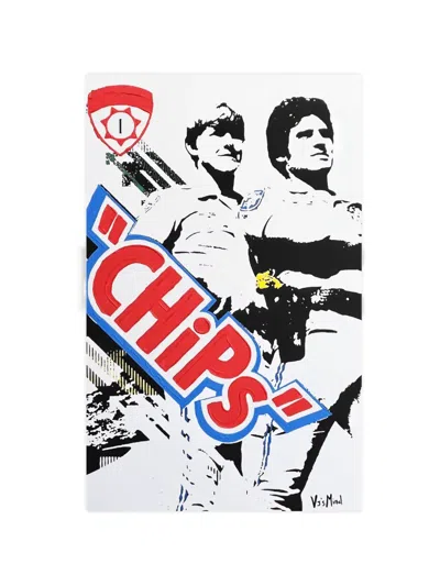 Vj’s Mind Chips Embossed Painting In White