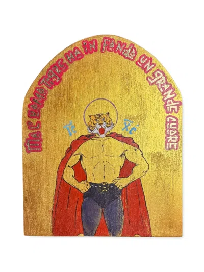 Vj’s Mind Icone Uomotigre Showbiz Wall Painting In Yellow