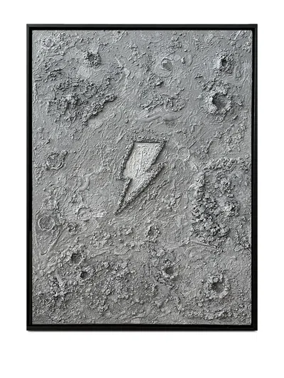 Vj’s Mind Monument Ziggy Lightning Bolt Textured Wall Decoration (63x83cm) In Gray