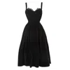 VKO - V KARLA ONOCHIE WOMEN'S VELVET MIDI GOWN WITH LACE ACCENT - BLACK