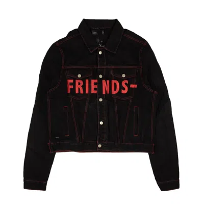 Pre-owned Vlone Black& Red Friends Denim Jacket Size Xxl In Multicolor